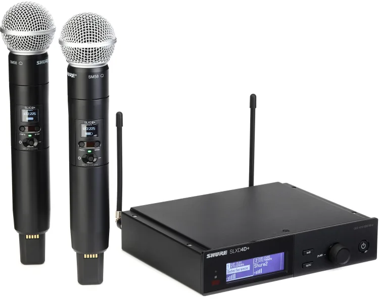 Shure SLX-D wireless system with handheld transmitters and receiver